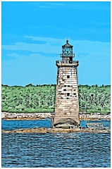 Ram Island Ledge Lighthouse Tower in Maine - Digital Painting